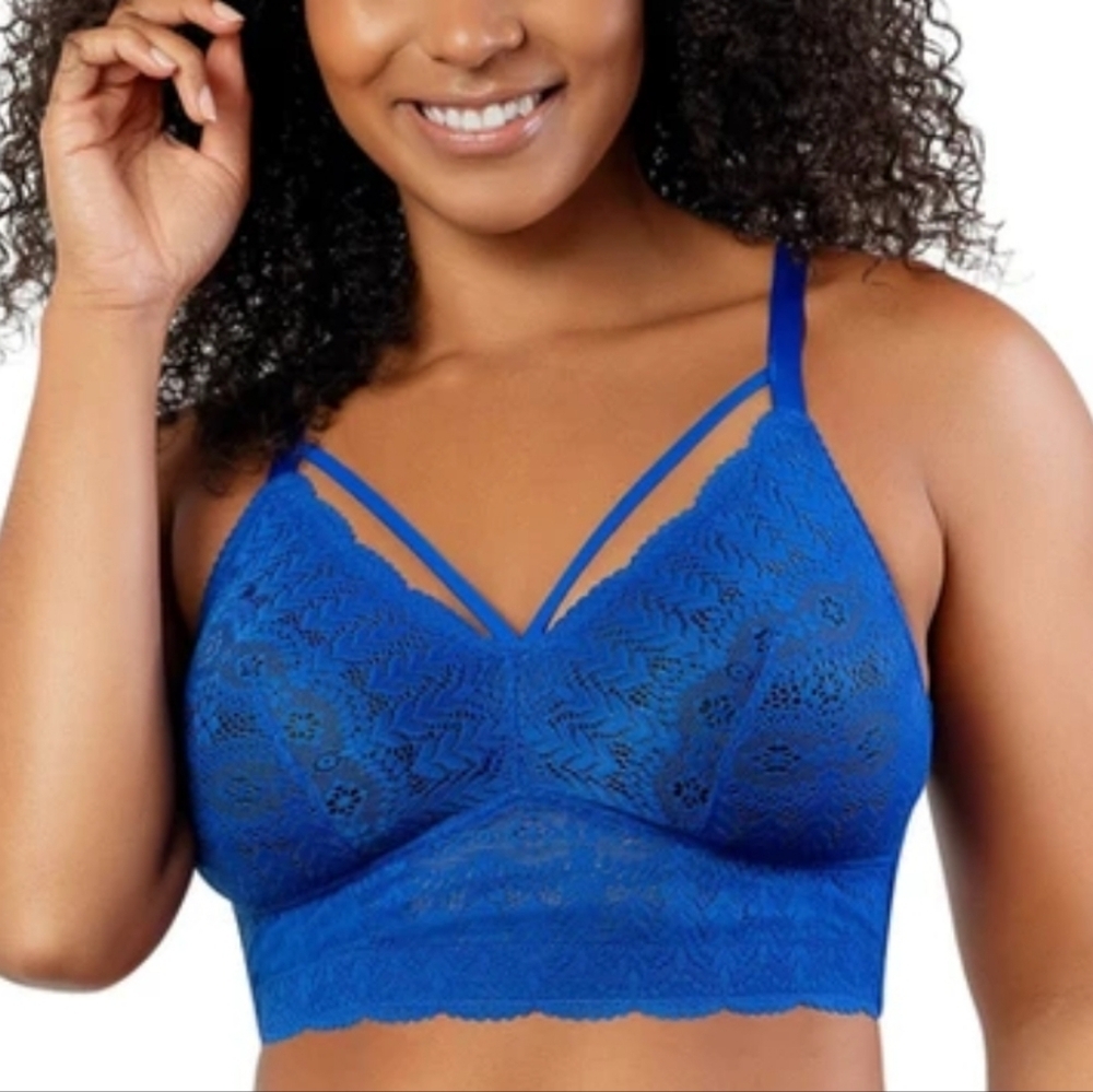 Parfait Lingerie Mia Wireless Lace Bra Bralette Blue 32B Wire Free Lingerie Sexy